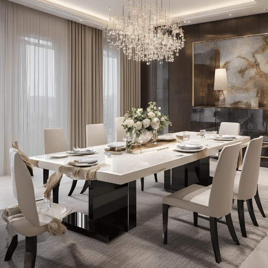 Modern High Gloss Dining Table And 6 Chairs UK Sale